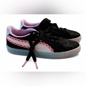Puma x Sophia Webster Suede Scallop Sneakers Black Pink Women’s 6